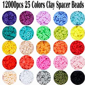 AMAZING TIME 7500 PCS Clay Beads for Bracelets Making, 25 Strands Flat Round Polymer 6mm Spacer Heishi Alphabet Letter Beads for DIY Jewelry Making Necklace Earring