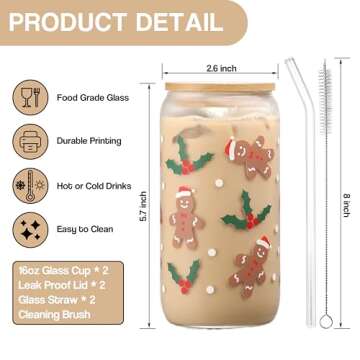 Festive Christmas Tumblers with Lid and Straw Set of 2