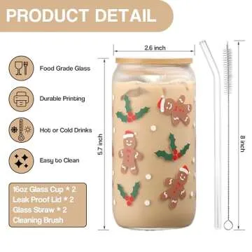 Festive Christmas Tumblers with Lid and Straw Set of 2