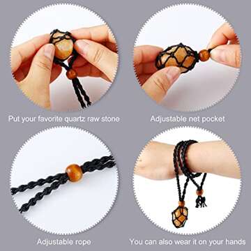 Shappy 3 Pieces Necklace Cord Empty Stone Holder Adjustable Pendant Stone Holder Pendant Necklace Cord for Crystals DIY Jewelry Bracelet Accessory