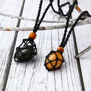 Shappy 3 Pieces Necklace Cord Empty Stone Holder Adjustable Pendant Stone Holder Pendant Necklace Cord for Crystals DIY Jewelry Bracelet Accessory