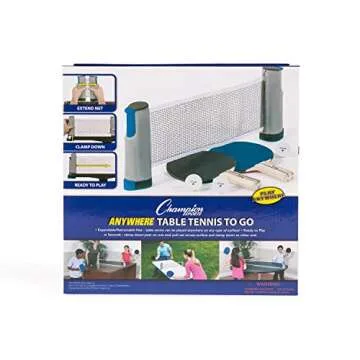 Champion Sports Anywhere Table Tennis: Ping Pong Paddles, Balls, and Portable Net & Post Set To Go, ...