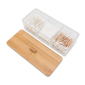 Agirlvct Wood Qtip Holder for Stylish Bathroom Organization