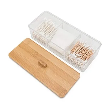 Agirlvct Wood Qtip Holder for Stylish Bathroom Organization