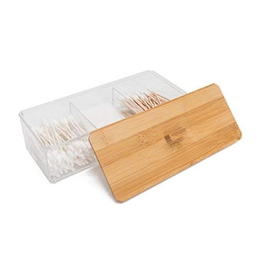 Agirlvct Wood Qtip Holder for Stylish Bathroom Organization