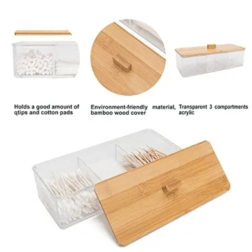 Agirlvct Wood Qtip Holder for Stylish Bathroom Organization