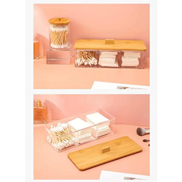 Agirlvct Wood Qtip Holder for Stylish Bathroom Organization