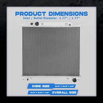 BLACKHORSE-RACING 3-Row Full Aluminum Radiator Compatible with Ford Excursion F250 F350 F450 F550 Super Duty 1999-2005 Aluminum Cooling Radiator