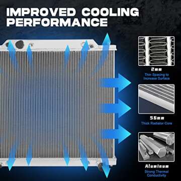 BLACKHORSE-RACING 3-Row Full Aluminum Radiator Compatible with Ford Excursion F250 F350 F450 F550 Super Duty 1999-2005 Aluminum Cooling Radiator