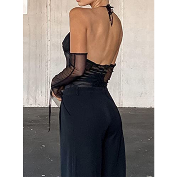 Chic Remidoo Women's Off The Shoulder Mesh Top - Black