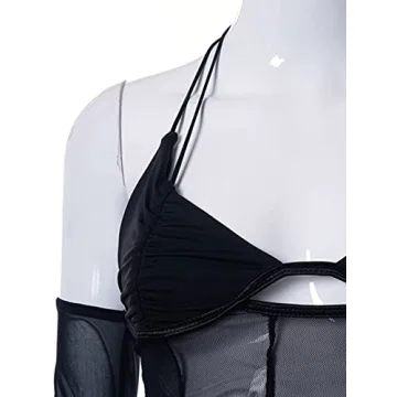 Chic Remidoo Women's Off The Shoulder Mesh Top - Black