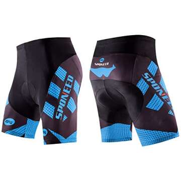 sponeed Bicycle Shorts for Men Cycling Bottoms Compression Pants Bikewear Padding Cycle Tights US L Blue