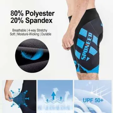 sponeed Bicycle Shorts for Men Cycling Bottoms Compression Pants Bikewear Padding Cycle Tights US L Blue