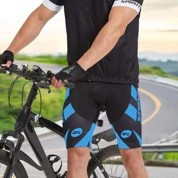 sponeed Bicycle Shorts for Men Cycling Bottoms Compression Pants Bikewear Padding Cycle Tights US L Blue