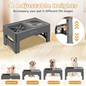 Ormalla Elevated Slow Feeder Dog Bowls with No Spill Dog Water Bowl, Raised Dog Bowl for Large Mediu...