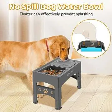 Elevated Slow Feeder Dog Bowls - No Splash Dog Water Bowl