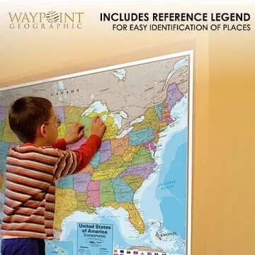 Laminated Blue Ocean Series USA Wall Map for Learning