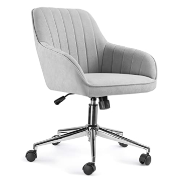 Modern Home Office Chair, Comfortable Velvet Fabric Upholstered Task Chair with Adjustable Height, 3...