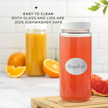 JoyJolt 16oz Glass Bottles Set for Juicing and More