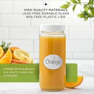 JoyJolt 16oz Glass Bottles Set for Juicing and More