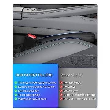 Homaupt Seat Gap Filler for Cars and SUVs - Black Leather