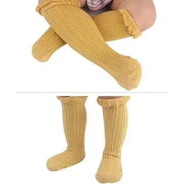 Gellwhu Newborn Baby Girl Boy Toddler Cable Knit Knee High Cotton Socks 5 Pack (Updated 1-3 Years)