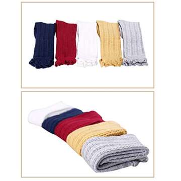 Gellwhu Newborn Baby Girl Boy Toddler Cable Knit Knee High Cotton Socks 5 Pack (Updated 1-3 Years)