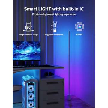Ailofy Smart Corner Floor Lamp, LED Floor Lamp with Alexa and App Control, 16 Million DIY Colors, Music Sync, DIY Color Modes,Timer Setting, Suitable for Living Room and Bedroom