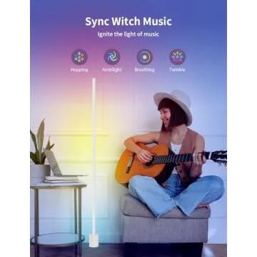 Ailofy Smart Corner Floor Lamp, LED Floor Lamp with Alexa and App Control, 16 Million DIY Colors, Music Sync, DIY Color Modes,Timer Setting, Suitable for Living Room and Bedroom