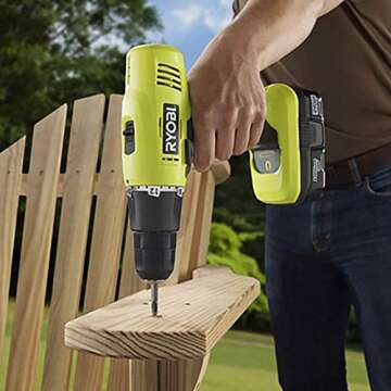 Ryobi P1810 One+ 18V Lithium Ion Drill / Driver Kit (3 Piece: 1 x P209 Drill / Driver, 1 x P102 18 V Lithium Ion Battery, 1 x P118 Dual Chemistry Charger)