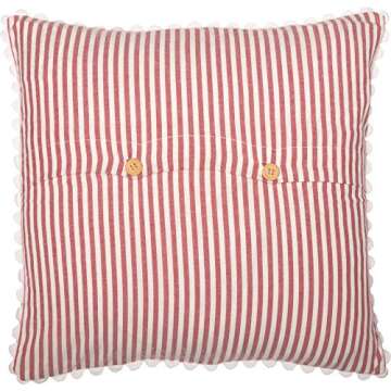 Farmhouse Ticking Stripe Red Pillow Cover, 18" x 18", Home Décor Accent Pillow Case w/Rick Rack