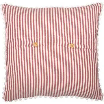 Farmhouse Ticking Stripe Red Pillow Cover, 18" x 18", Home Décor Accent Pillow Case w/Rick Rack