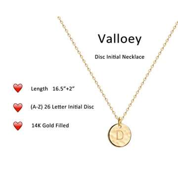 Valloey Rover Initial Necklaces for Women 14K Gold Plated Dainty Layered Necklce Round Coin Disc Pendant Engraved Letter N Necklace Personalized Jewelry Gift for Women