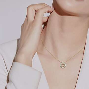 YKYLHSYXR Good Luck Happy-Face Necklaces Rings Stud-Earrings - Dainty Happy face Jewelry with CZ Simulated Diamond, Cute Preppy Aesthetic Jewelry Gifts for Fashion Women.