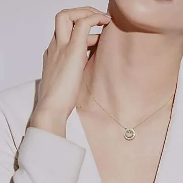 YKYLHSYXR Good Luck Happy-Face Necklaces Rings Stud-Earrings - Dainty Happy face Jewelry with CZ Simulated Diamond, Cute Preppy Aesthetic Jewelry Gifts for Fashion Women.