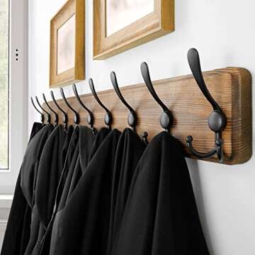 SKOLOO Rustic Large Coat Rack Wall Mount-38.6" Long Coat Rack for Wall, Wood Coat Hooks, Farmhouse C...