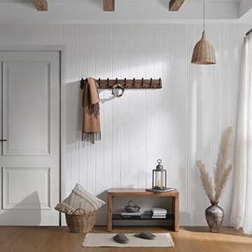 SKOLOO Rustic Large Coat Rack Wall Mount-38.6" Long Coat Rack for Wall, Wood Coat Hooks, Farmhouse Coat Hanger Wall Mount for Hanging Jacket, Coat