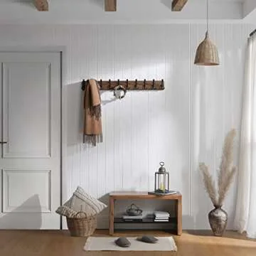SKOLOO Rustic Large Coat Rack Wall Mount-38.6" Long Coat Rack for Wall, Wood Coat Hooks, Farmhouse Coat Hanger Wall Mount for Hanging Jacket, Coat