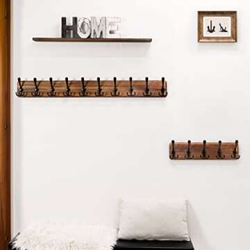 SKOLOO Rustic Large Coat Rack Wall Mount-38.6" Long Coat Rack for Wall, Wood Coat Hooks, Farmhouse Coat Hanger Wall Mount for Hanging Jacket, Coat