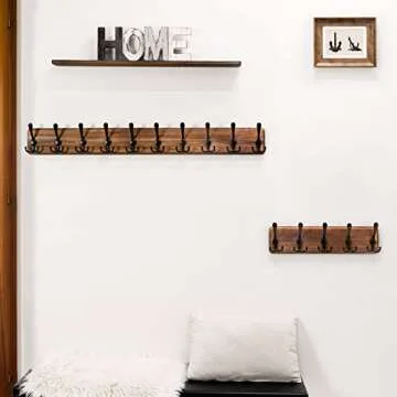 SKOLOO Rustic Large Coat Rack Wall Mount-38.6" Long Coat Rack for Wall, Wood Coat Hooks, Farmhouse Coat Hanger Wall Mount for Hanging Jacket, Coat