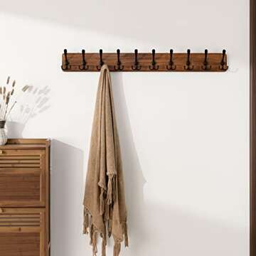 SKOLOO Rustic Large Coat Rack Wall Mount-38.6" Long Coat Rack for Wall, Wood Coat Hooks, Farmhouse Coat Hanger Wall Mount for Hanging Jacket, Coat