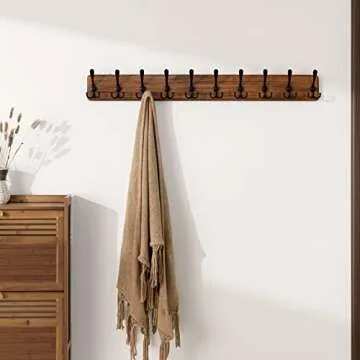 SKOLOO Rustic Large Coat Rack Wall Mount-38.6" Long Coat Rack for Wall, Wood Coat Hooks, Farmhouse Coat Hanger Wall Mount for Hanging Jacket, Coat