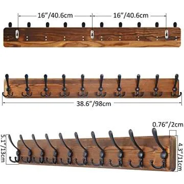 SKOLOO Rustic Large Coat Rack Wall Mount-38.6" Long Coat Rack for Wall, Wood Coat Hooks, Farmhouse Coat Hanger Wall Mount for Hanging Jacket, Coat