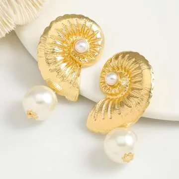 Stylish Conch Shell Earrings for Women - Beach Jewelry