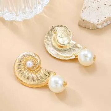 Stylish Conch Shell Earrings for Women - Beach Jewelry
