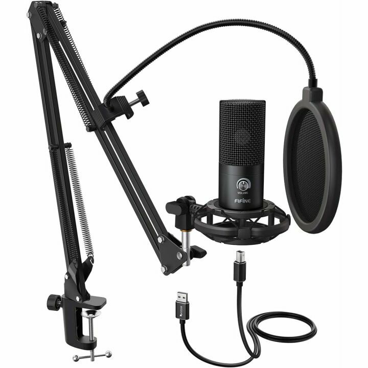FIFINE USB Microphone Kit for Recording and Streaming