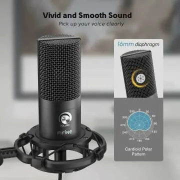 FIFINE USB Microphone Kit for Recording and Streaming