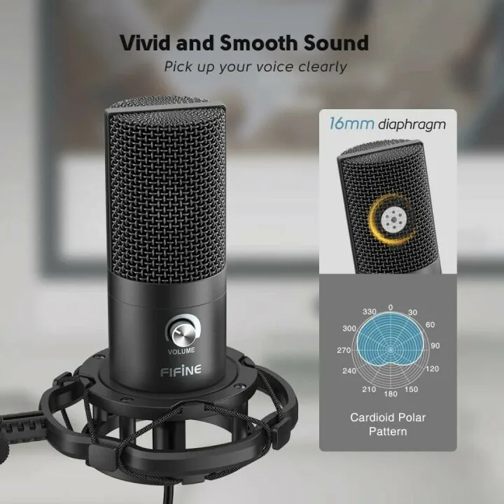 FIFINE USB Microphone Kit for Recording and Streaming