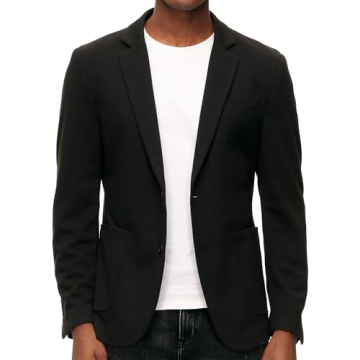 PJ PAUL JONES Casual Blazer for Men Regular Fit Two Button Stretch Knit Sports Coats Black M