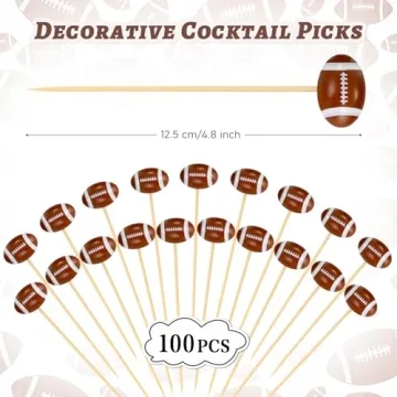Football Cocktail Picks - 100 Pcs Eco-Friendly Skewers for Parties